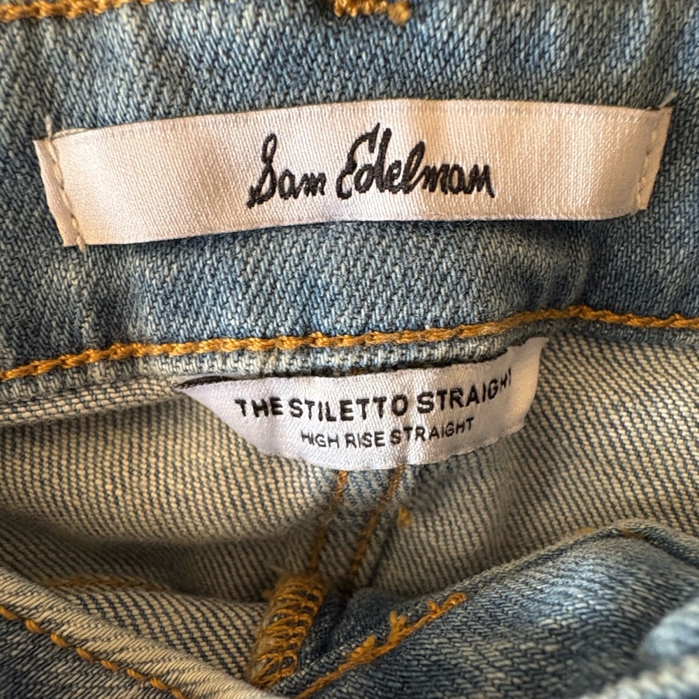 Women’s NWT Sam Edelman Light Wash Jeans, w/ Distressing, Sz. 33 - Picture 5 of 5